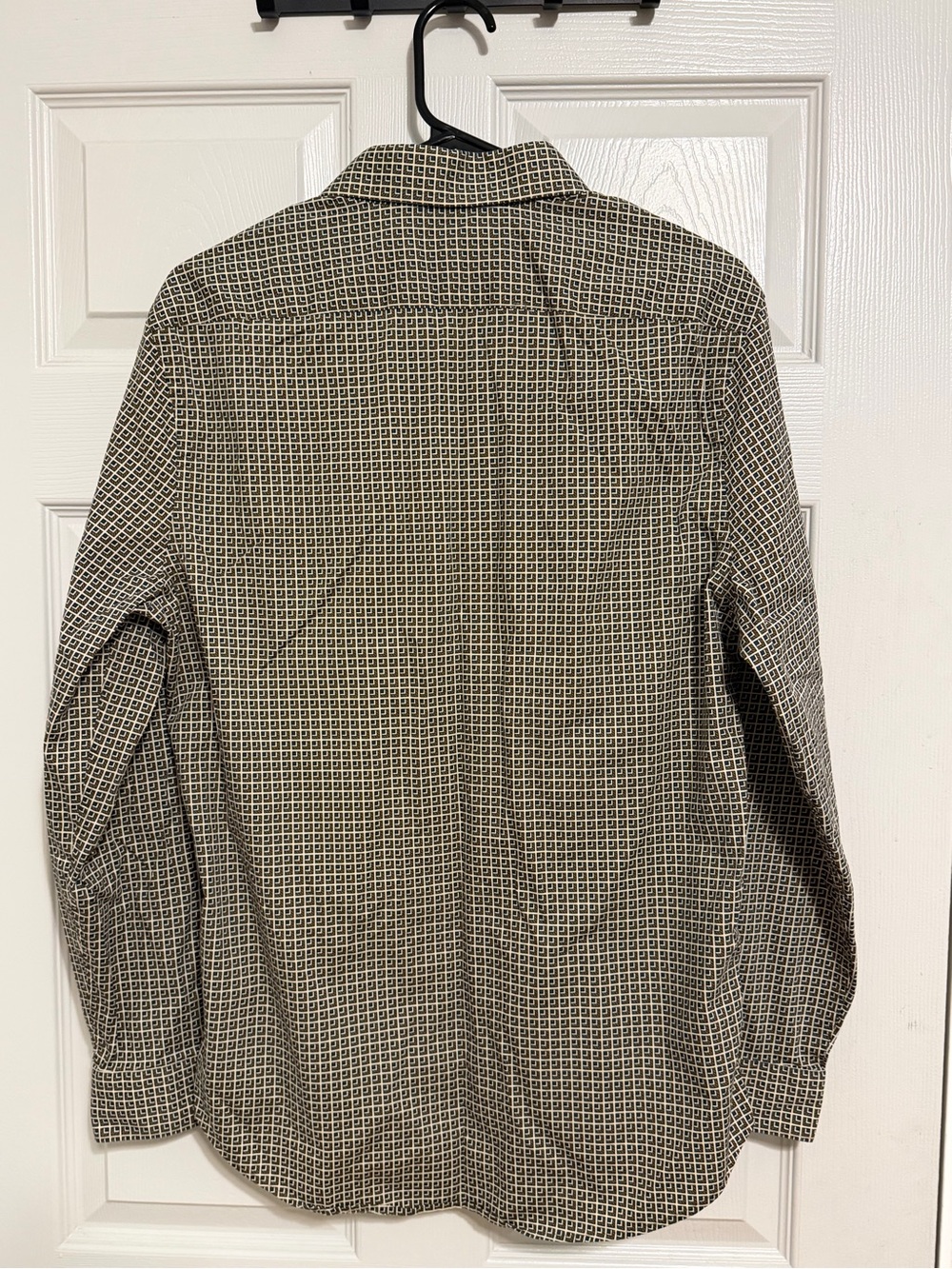 EXPRESS Men's Patterned Button-Down Shirt - Blue/Tan - Picture 4 of 5